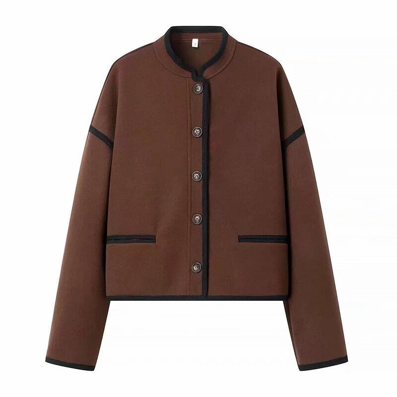 Kvinders Fashion Jakke med Elegante Knapdetaljer og Kontrast Sømme Stilla