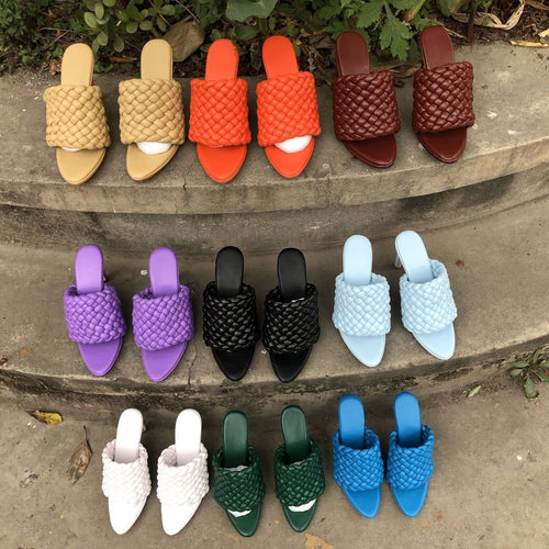 Femme Woven Højhælede Slide Mules Stilla