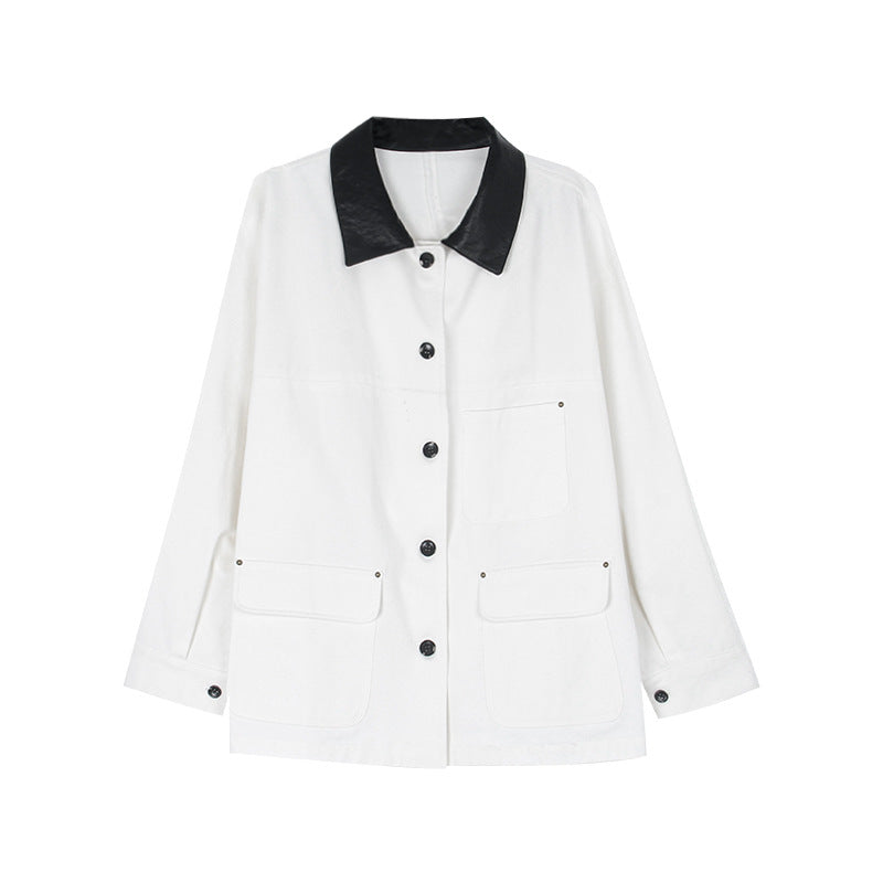 Dame mode oversized-jakke med kontrasthals og praktiske lommer Stilla