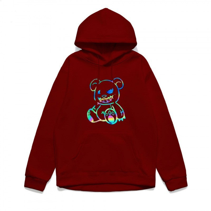 Dame hoodie sweatshirt med sejt bjørnemotiv og komfortabel pasform Skovae