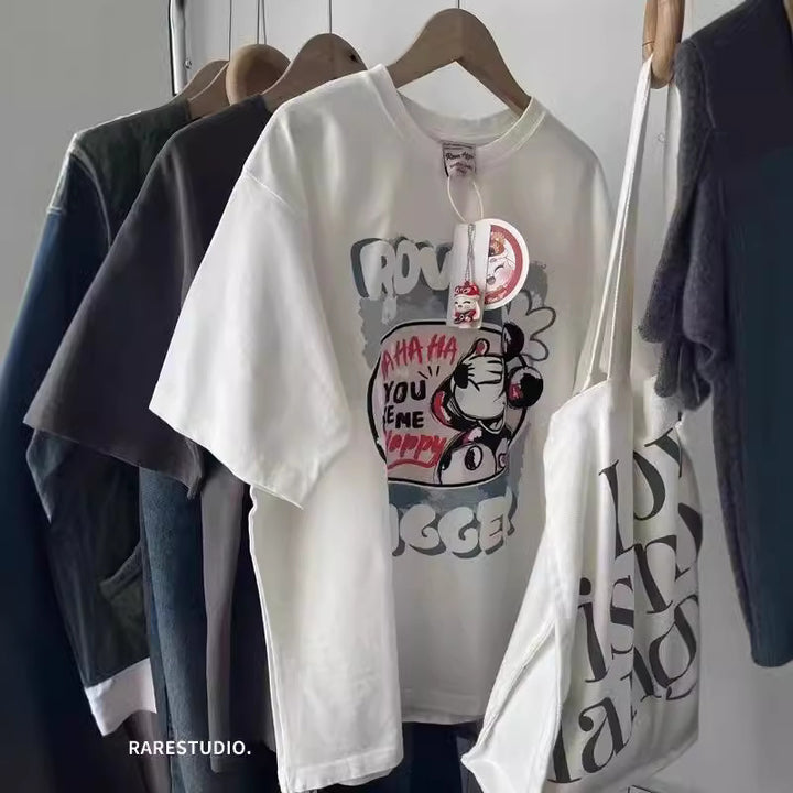 Dame T-shirt med legende cartoon-print og oversized snit Stilla
