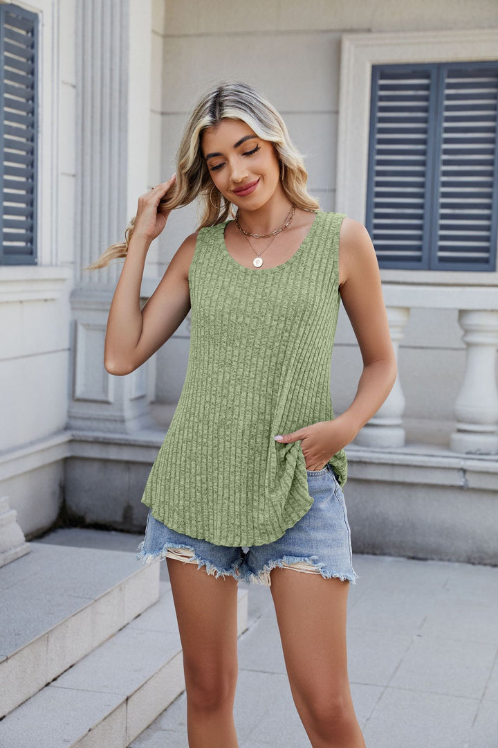 Dame afslappet tanktop med asymmetrisk kant og lommer Stilla