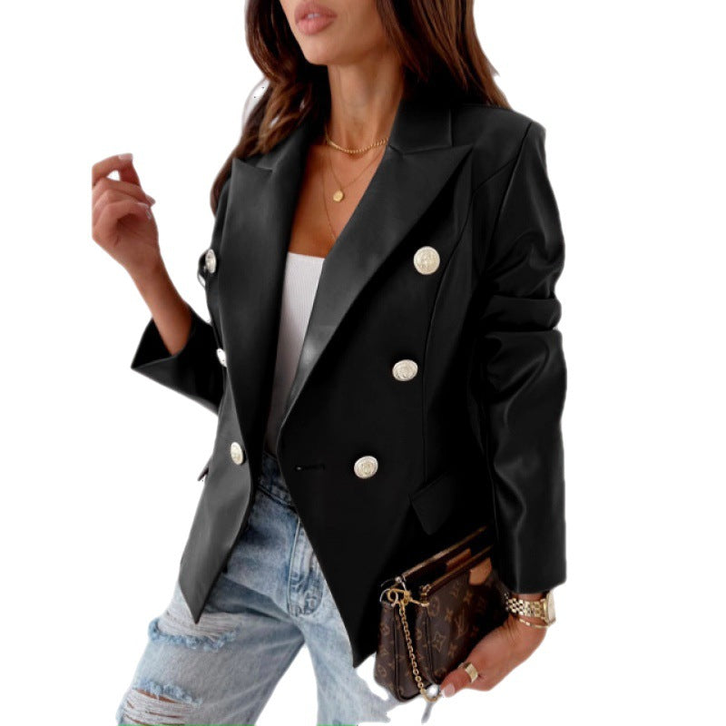 Dame elegant dobbeltknap blazer med strukturerede detaljer og kvalitetsknapper Stilla