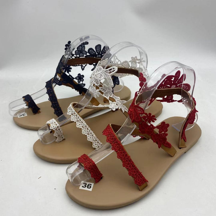 Dame Sandaler med florale spidspapplikationer og komfortabel sål Stilla