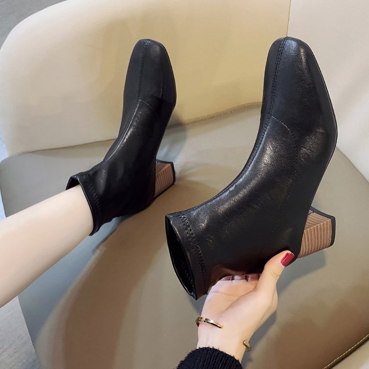 Dame Elegante Ankle Boots i høj kvalitet kunstlæder med moderne blokhæle Stilla
