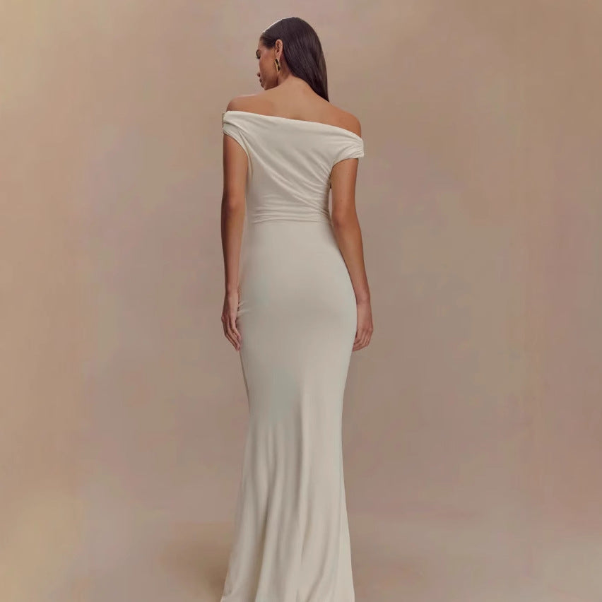 Damer Elegant Off-Shoulder-Maxi-Kjole i luksuriøs skæring Skovae