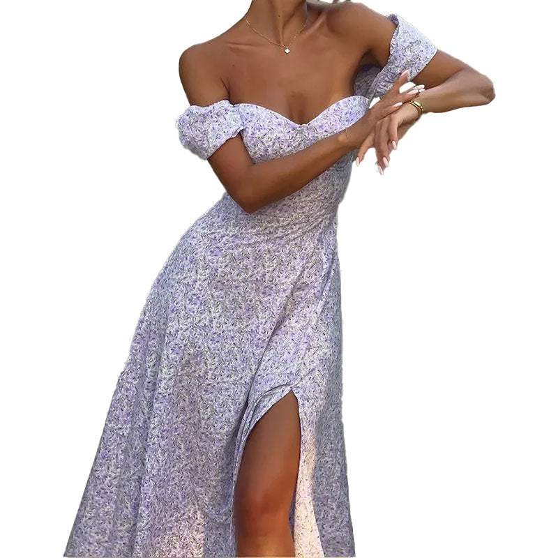 Dame Maxikjole med off-shoulder design og elegant slids Stilla