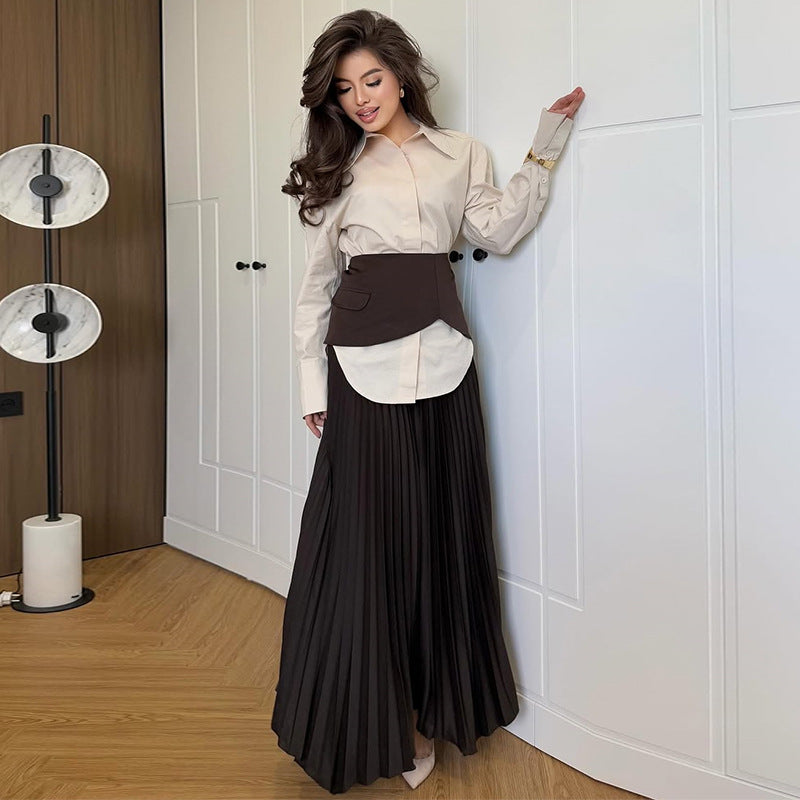 Dame plissebukser med elegant omslagstop Stilla
