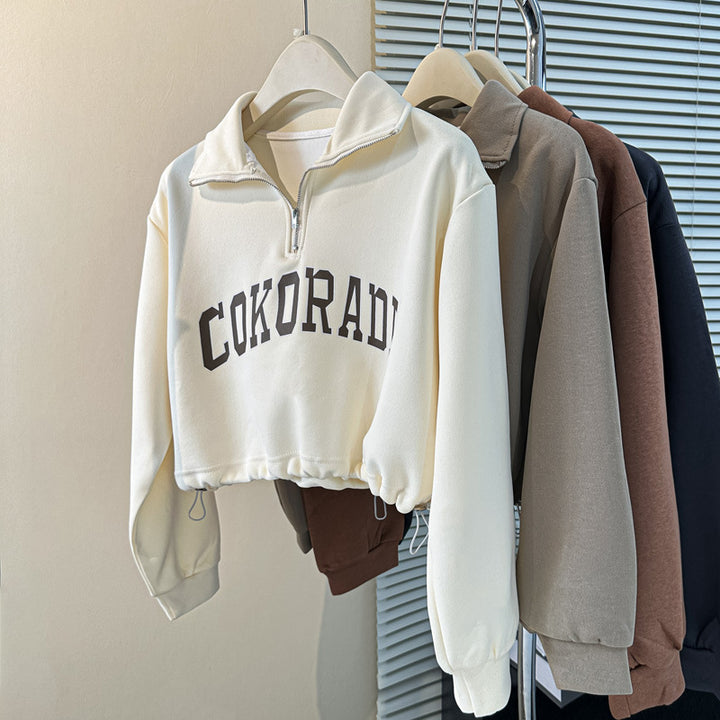 Femme Cropped Quarter-Zip Sweatshirt Stilla