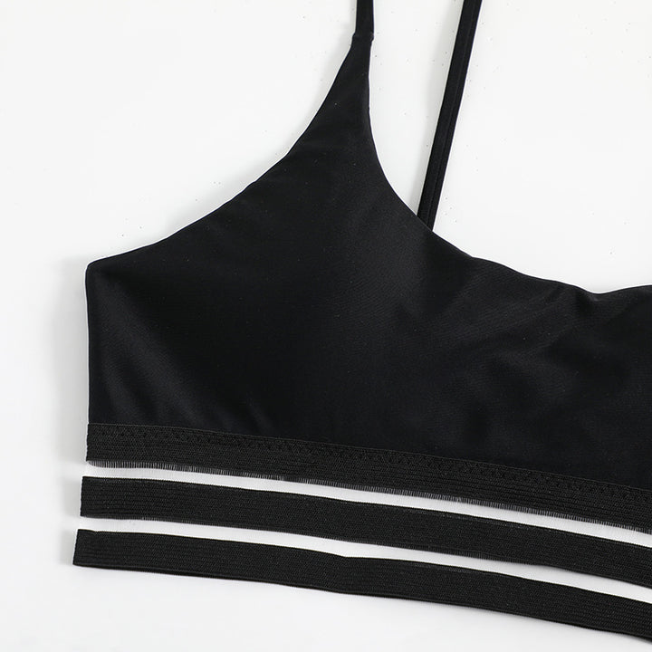 Dame Sporty Bikini-sæt med elastisk bånd og stilfulde striber Stilla