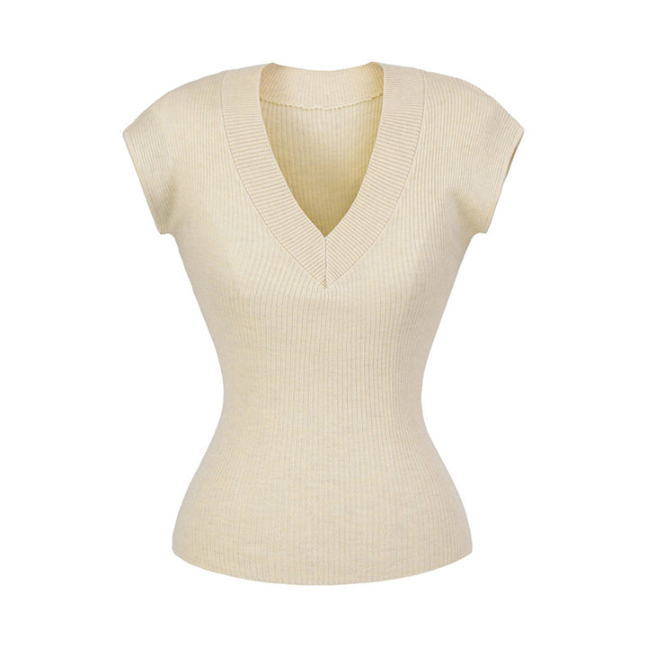 Dame figursyet V-hals top i elastisk materiale Stilla