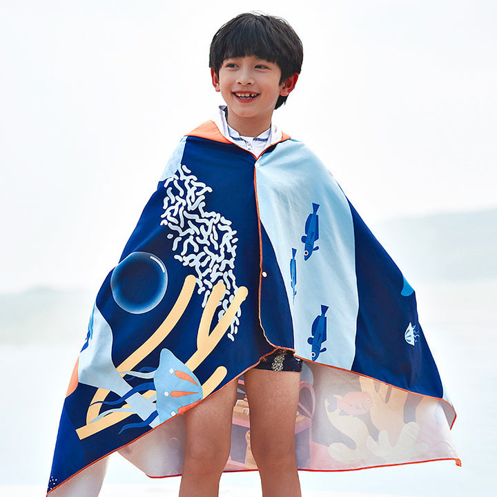 Unisex Strandponcho med Haj-motiv Skovae