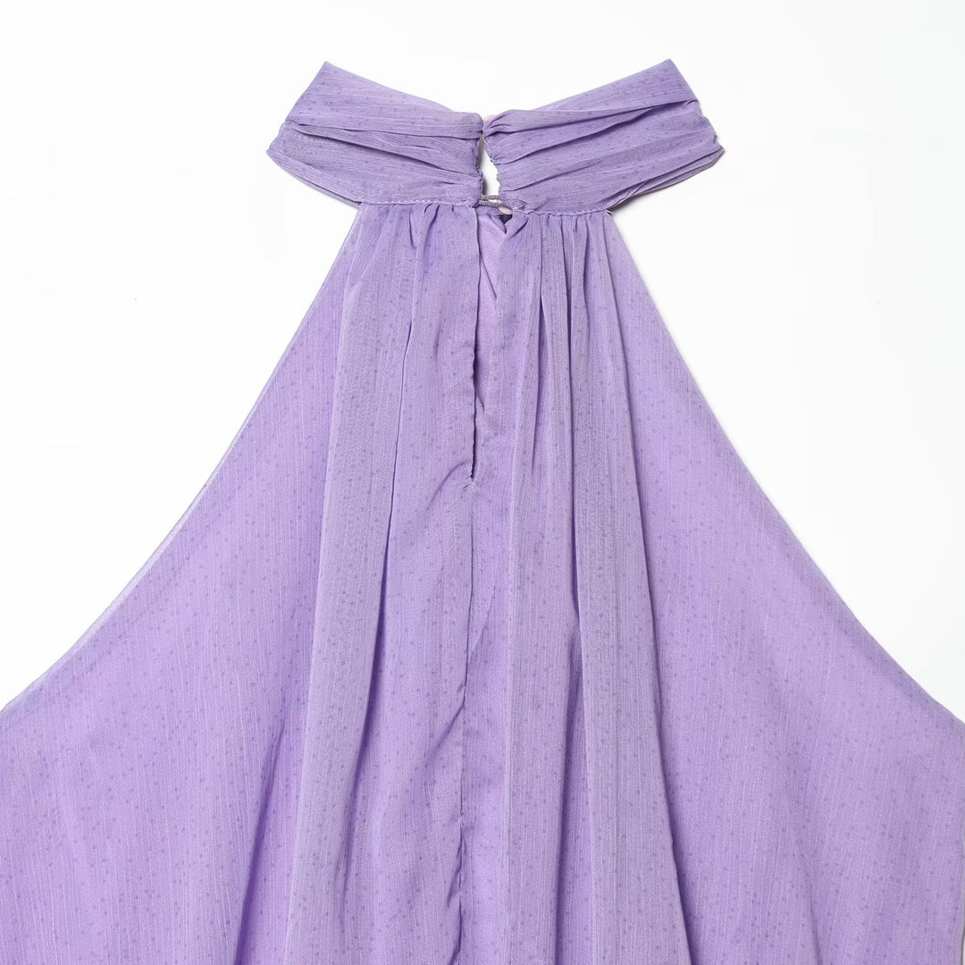 Dame halterneck-top med elegant drapering og kvalitetsstoffer Skovae