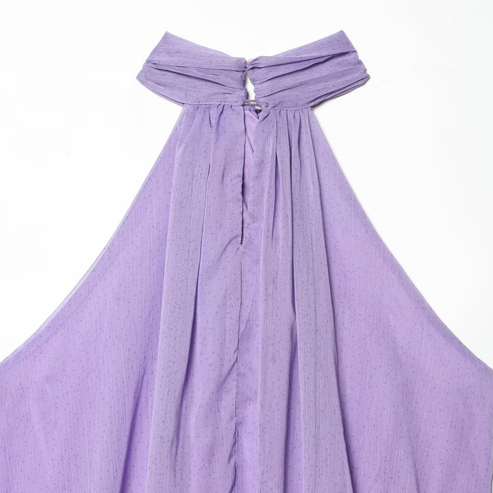 Dame halterneck-top med elegant drapering og kvalitetsstoffer Skovae
