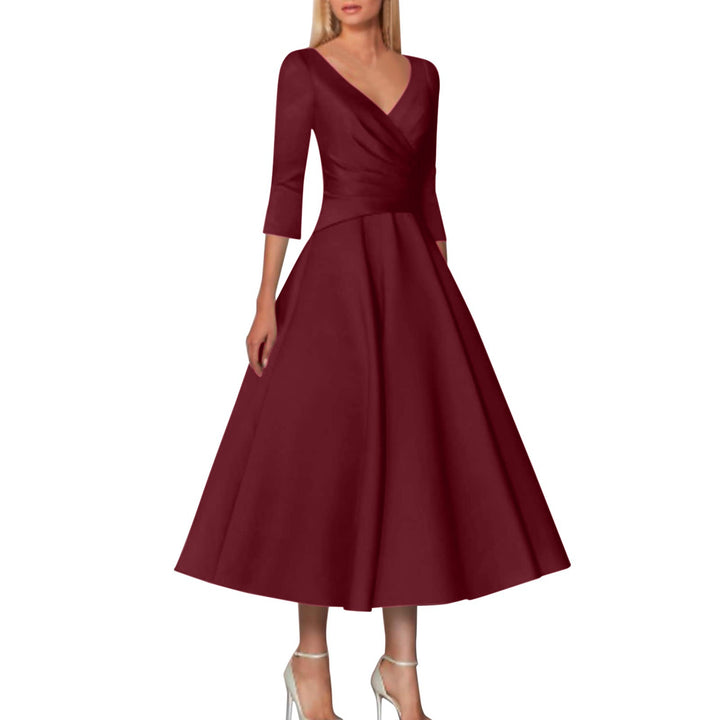 Dame Elegante Vikle-Midi-Kjole Stilla