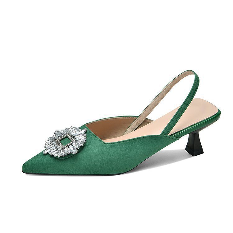 Dame Slingback-pumps med glitrende applikation Stilla