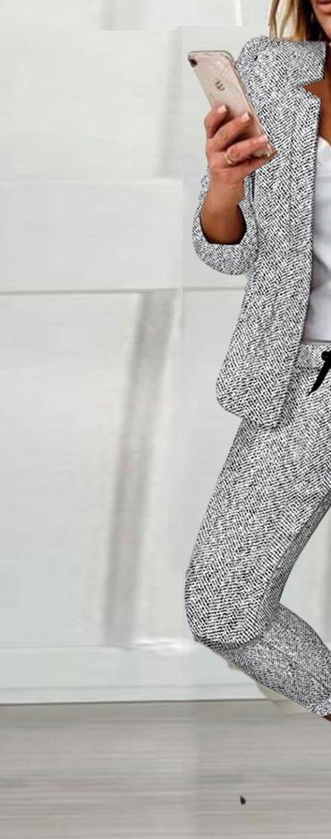 Dame Smart, struktureret blazer-outfit med elastisk talje Stilla