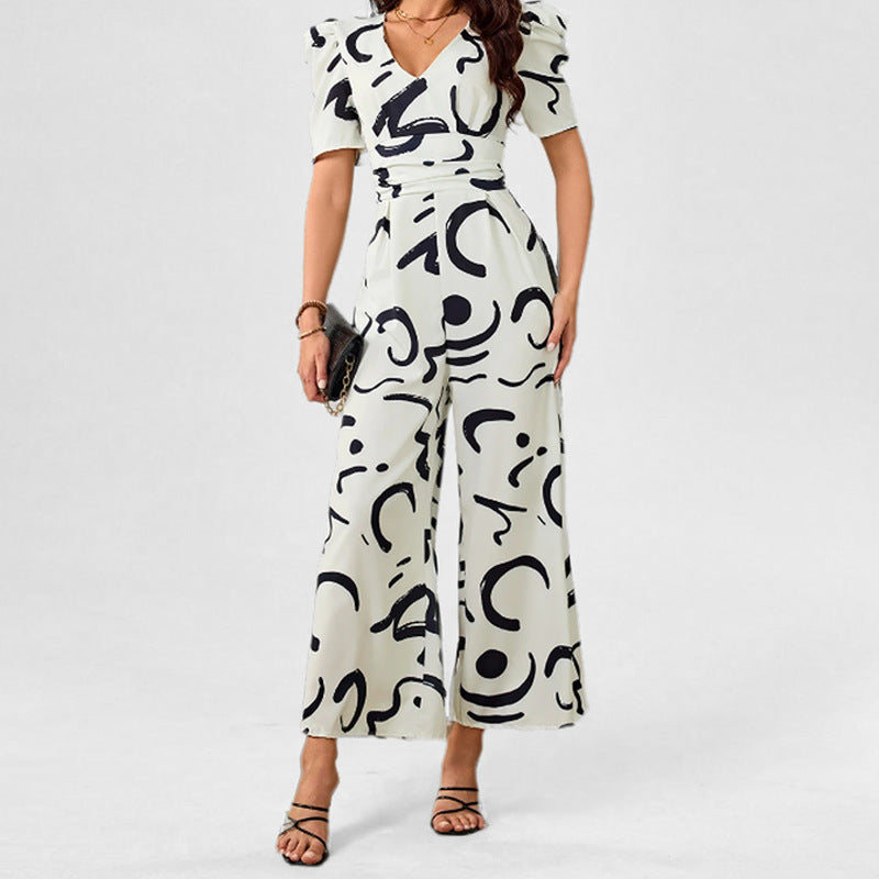 Kvinder Elegant Jumpsuit med Stilfuldt Grafisk Mønster Stilla