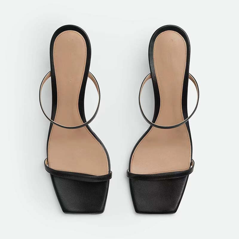 Femme Stilfulde Høje Hæl Slide Sandaler med dekorativ Knude Accent Stilla