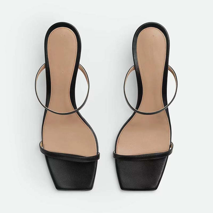 Femme Stilfulde Høje Hæl Slide Sandaler med dekorativ Knude Accent Stilla