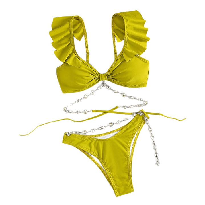 Dame Bikini-sæt med glamorøst flæse-design og fashionable smykke-accenter Stilla