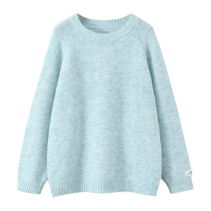 Dame Cozy Strik Sweatshirt med Rund Hals