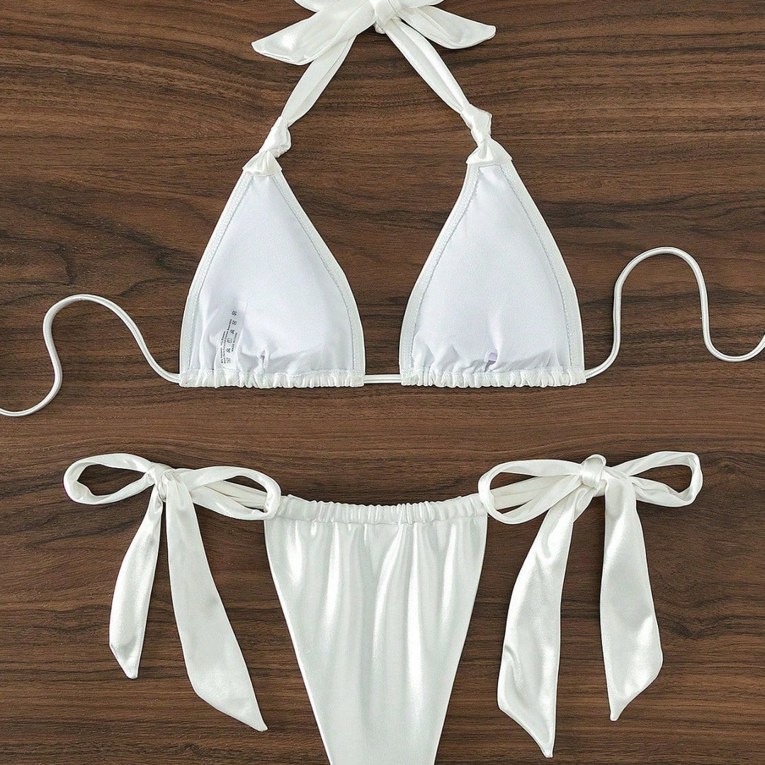 Damer Stilfuld Triangel-Bikini med Sløjfe-detaljer Skovae