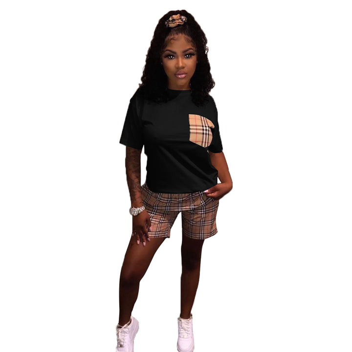 Dame Urban fritids-sæt med ternet mønster og stilfuld T-shirt Stilla