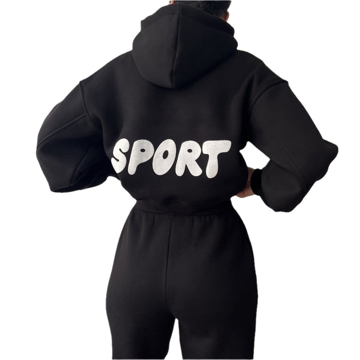 Kvinders sporty cropped hoodie og sæt med sweatpants Skovae
