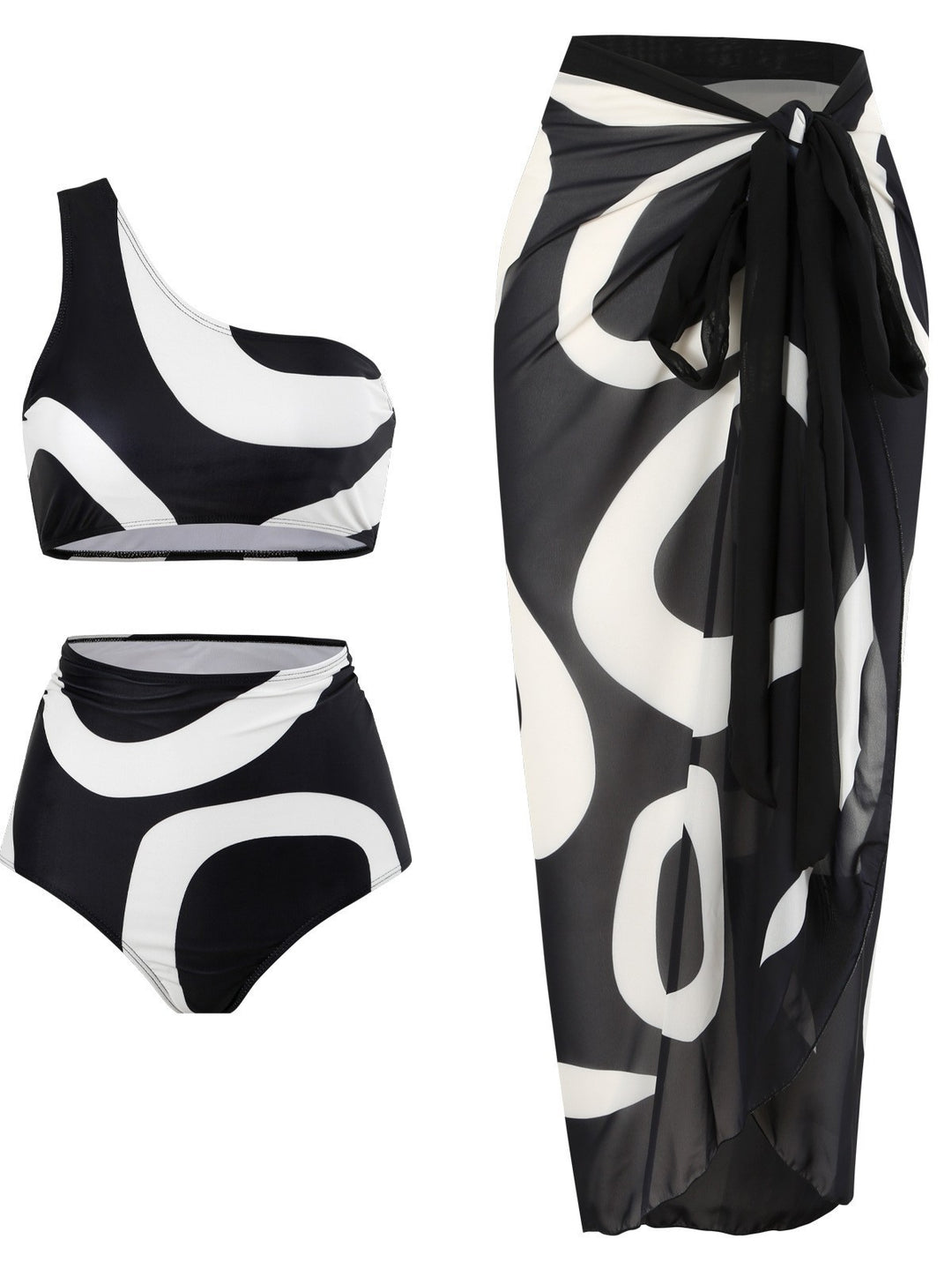 Dame bikini sæt med asymmetrisk top og elegant omslagsskjørt Skovae