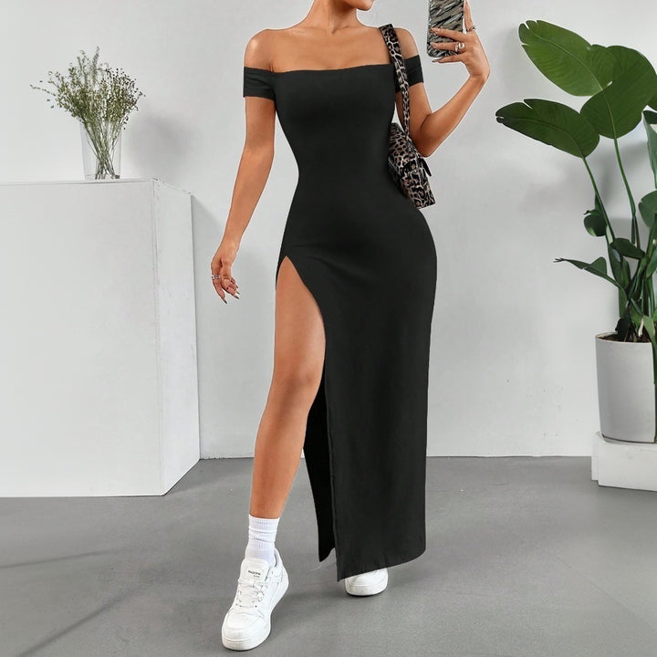 Kvinders maxi kjole med off-the-shoulder skæring og høj slids Stilla