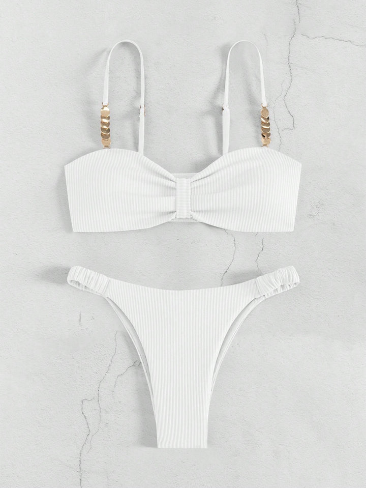 Dame Bustier-Bikini med elegant sløjfe-design og moderigtige accenter Skovae