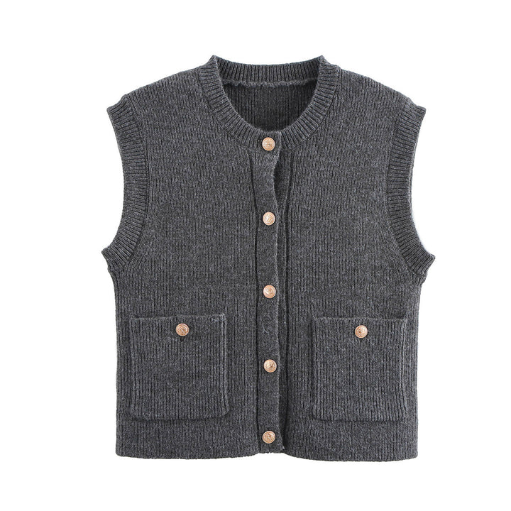 Dame Button-Up Strikvest med praktiske lommer Stilla