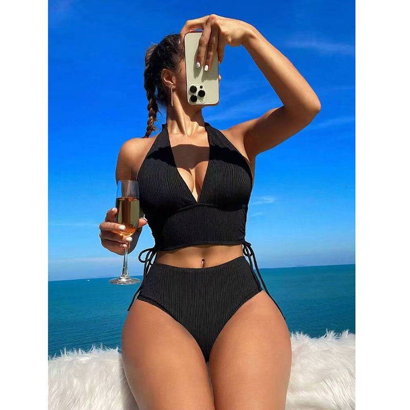 Dame Bikini-sæt med raffinerede bindebånd og høj talje Stilla