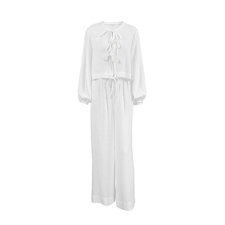 Dame luftig bomulds-jumpsuit med raffineret snor Stilla