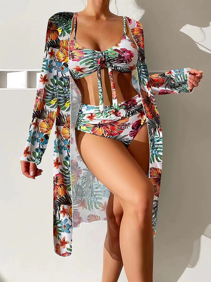 Femme Tropical Print To-delt Badedragt med gennemsigtig Cover-Up Stilla