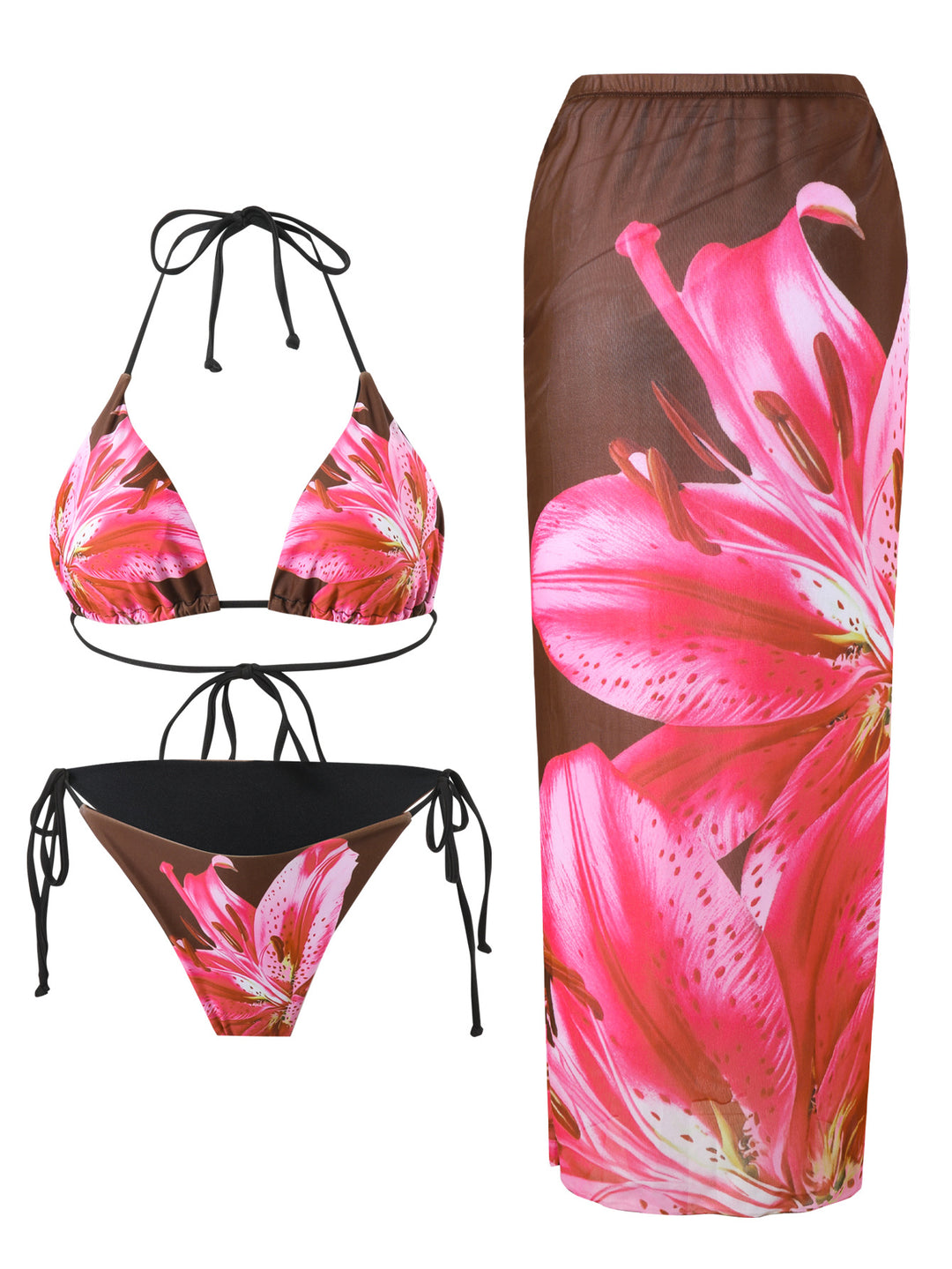 Dame bikinisæt med elegant strandskørt Skovae