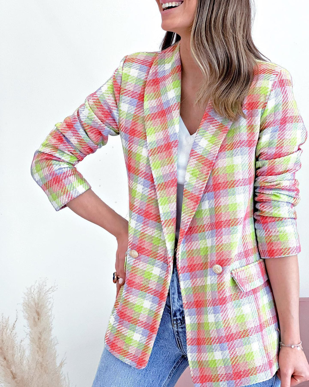 Dame mode Tweed-blazer med struktureret overmateriale og afslappet pasform Stilla
