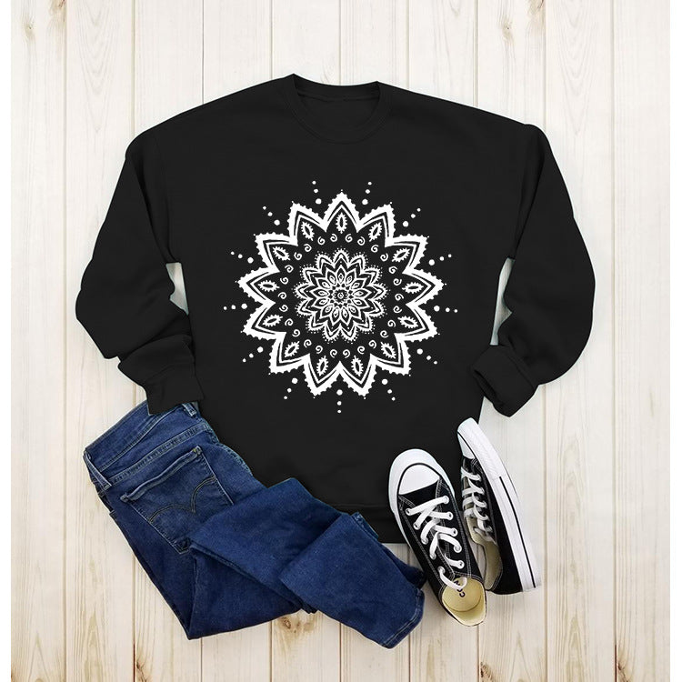 Kvinders sweatshirt med kreativt mandala design og afslappet snit Stilla