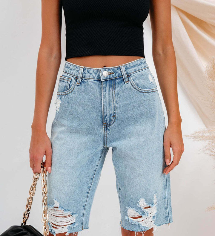 Dame ZDestroyed Denim-Shorts i casual Baggy-kort stil
