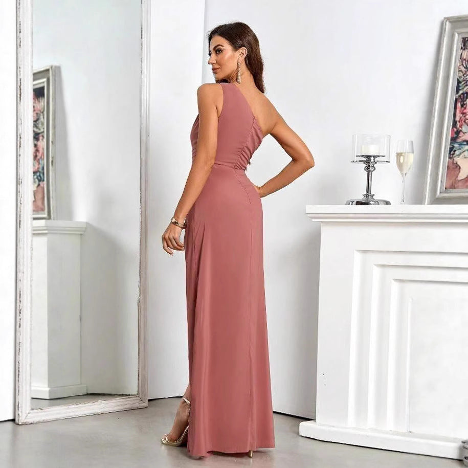 Damer Elegant Cocktailkjole med asymmetrisk snit og flydende drapering Stilla
