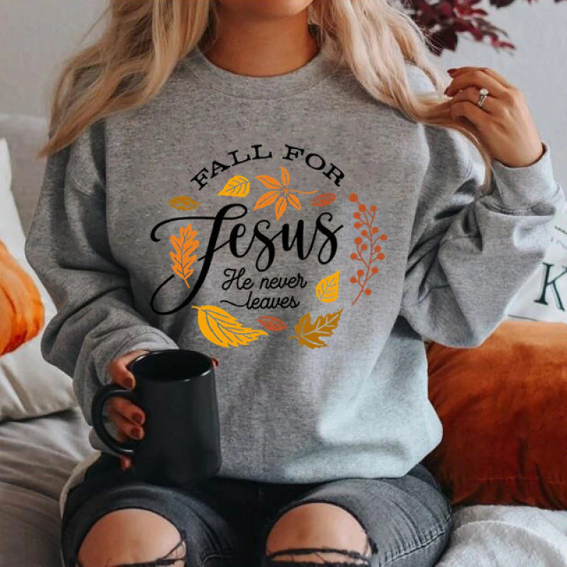 Kvinders sweatshirt med inspirerende botanisk efterårsdesign og behageligt blødt inderfor Stilla