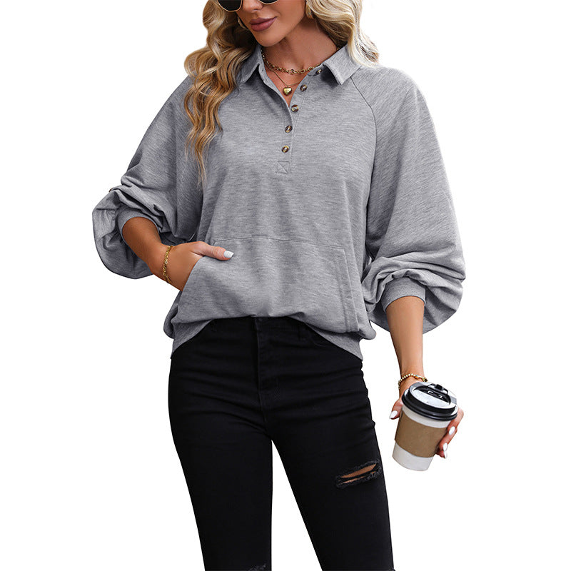 Dame Sporty sweater med fashionable knapdetaljer og afslappet snit Stilla