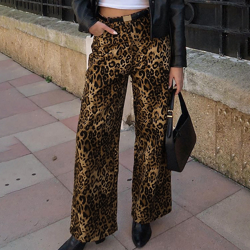 Dame Løs pasform Leopard-bukser med elegant plissering Stilla