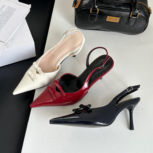 Dame Slingback Pumps med elegant udsnit og særpræget sløjfedetail Stilla