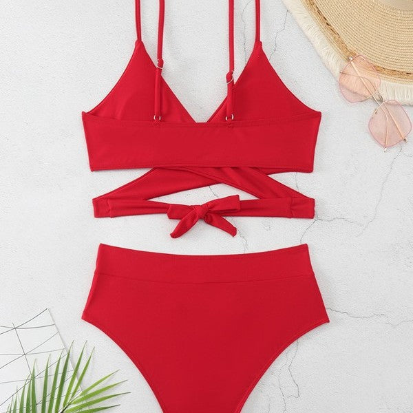 Dame bikini sæt med elegant indpakningsdesign og høj talje Stilla