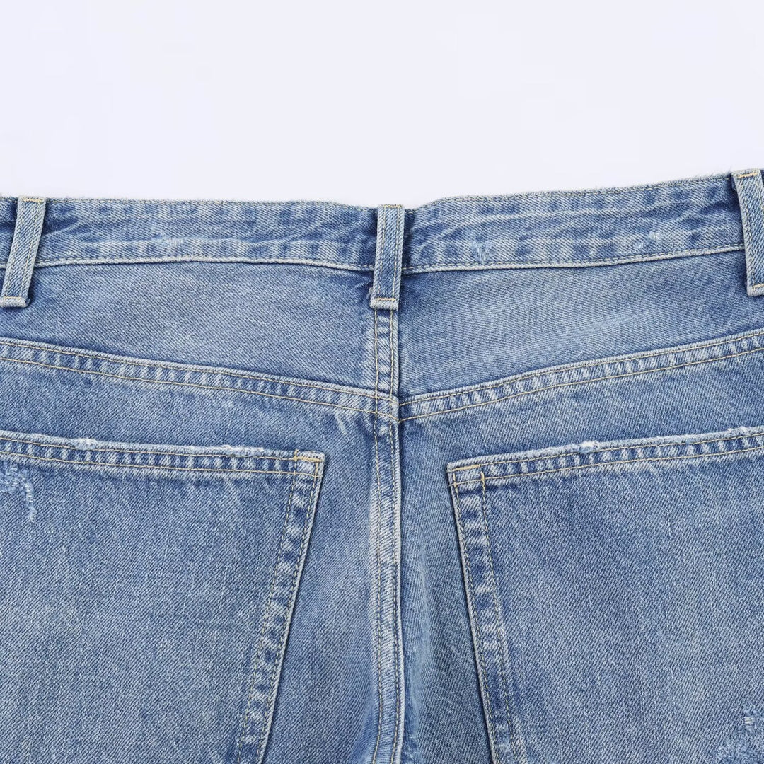 Dame Flared Jeans med Destroyed-effekter og frynseafslutninger Skovae