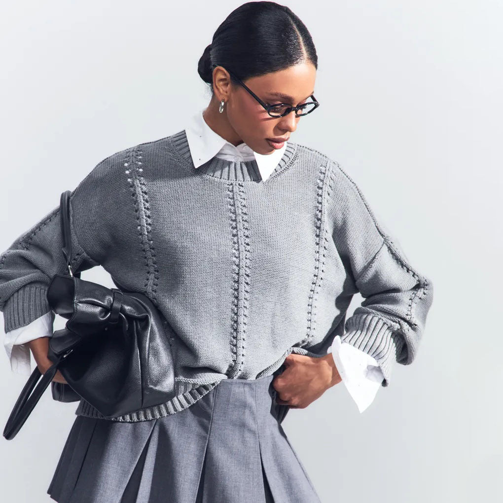 Kvindernes afslappede strikkede sweater med luftig struktur Stilla