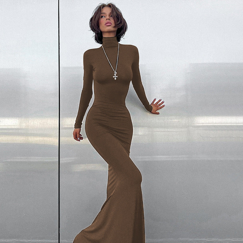 Dame højhalset bodycon maxikjole Stilla