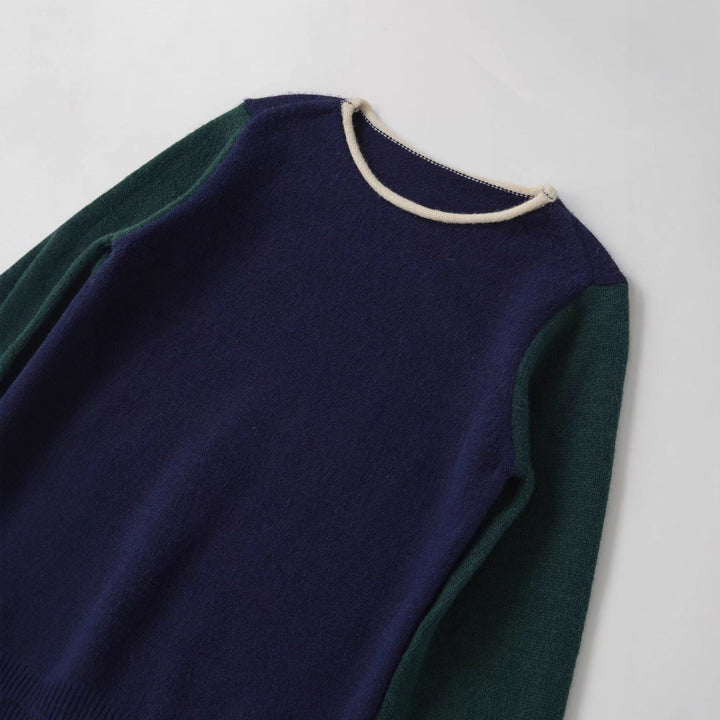 Dame varmere strikpullover med kontrasterende ærmer Stilla